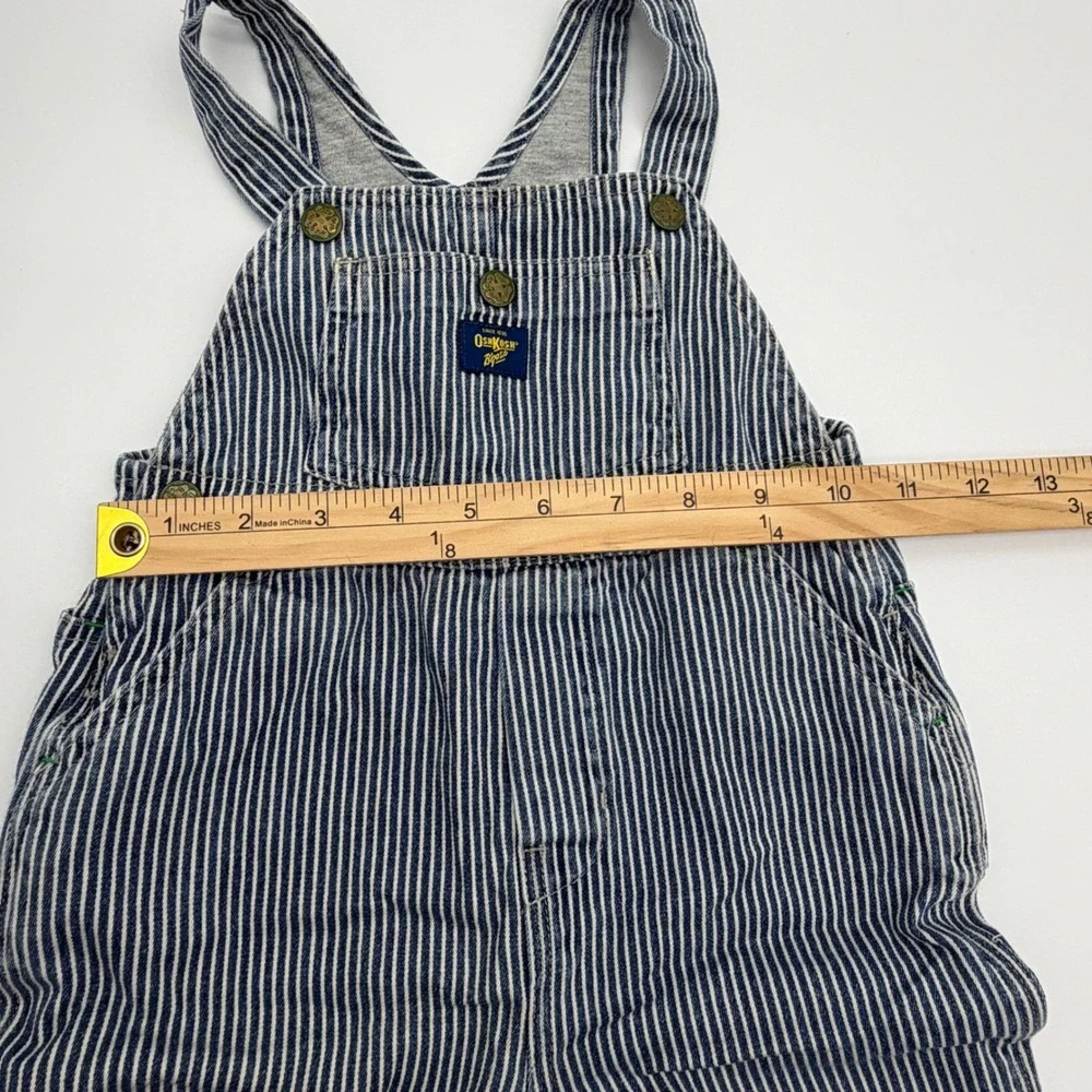 OshKosh Bgosh Kids 24 Months Hickory‎ Stripe Jersey Lined Denim Overalls Blue